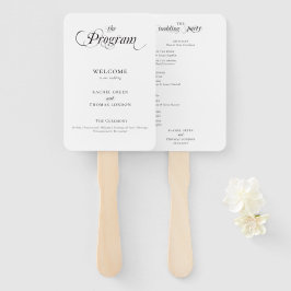 Éventail Élégante calligraphie noir blanc programme de mari