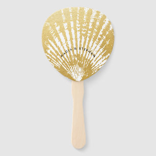 Éventail Elégante plage moderne Gold Seashell