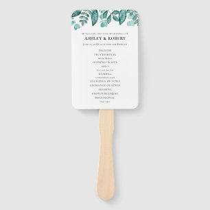 Éventail Elégante Turquoise verdure Cérémonie Mariage Feuil