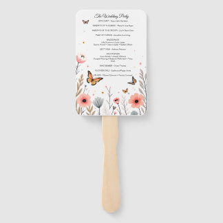 Éventail Élégantes Fleurs Sauvages et Papillons de Mariage
