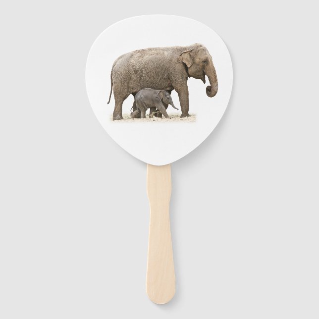 Éventail Eléphant mère et bébé (Devant)
