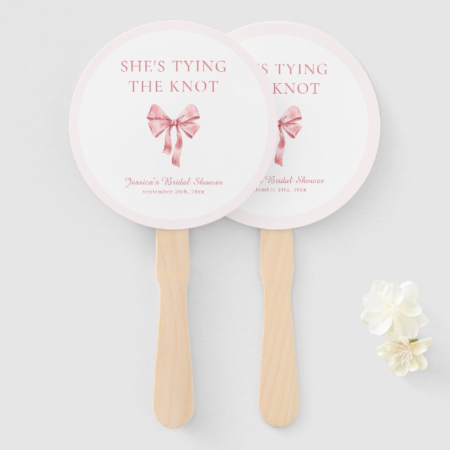 Éventail Elle noue le noeud Douche Coquette rose douce (Devant et derrière)