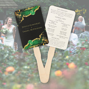 Éventail Emerald Bronze Black Wedding Programme Ensemble de