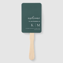 Éventail Emerald Green-Modern- Programme Monogramme-Mariage