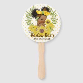 Éventail Ethnic Baby Girl | Baby shower de tournesol jaune