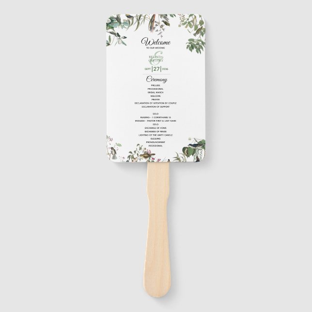 Éventail Eucalyptus Feuille Programme de mariage vert (Devant)