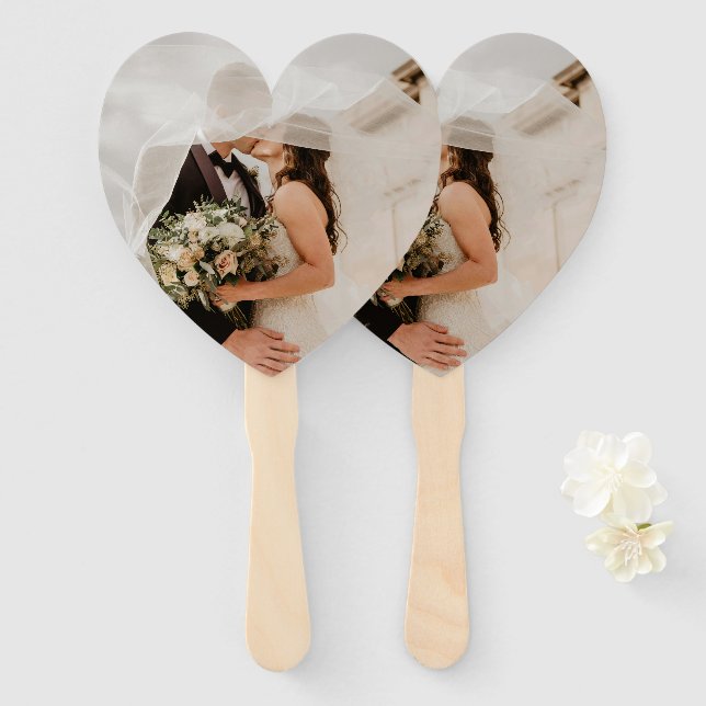 Éventail Faites votre journée spéciale - Mariage Coeur vent (Devant et derrière)