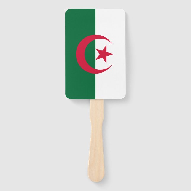 Éventail Fan à main avec drapeau d'Algérie (Devant)