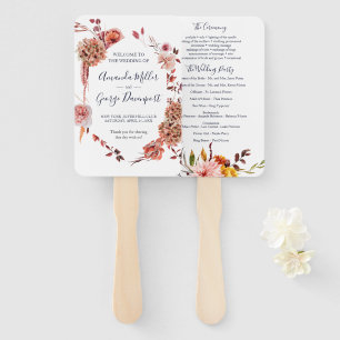 Éventail fan du programme de mariage BOHO Floral