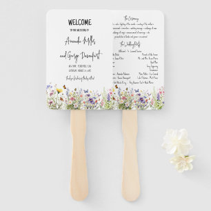 Éventail fan du programme de mariage Fleur sauvage coloré