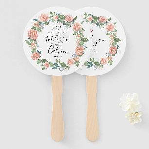 Éventail Fan florale rustique de main d'accueil de mariage