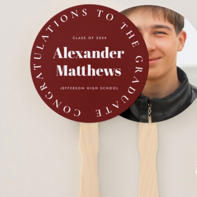 Éventail Fan School Class Homme Photo Bourgogne (Créateur téléchargé)