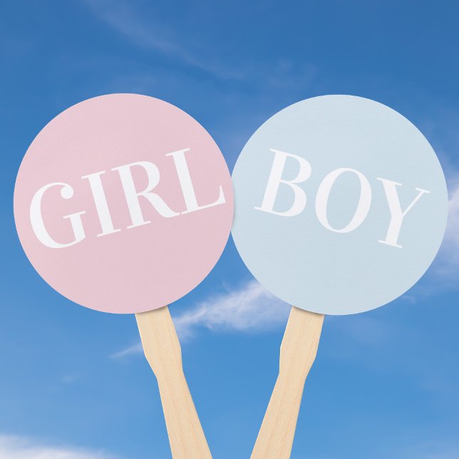 Éventail Fans à main fille ou garçon Baby shower Guesser Je (Pink and Blue Baby Shower Guessing Game hand fans)