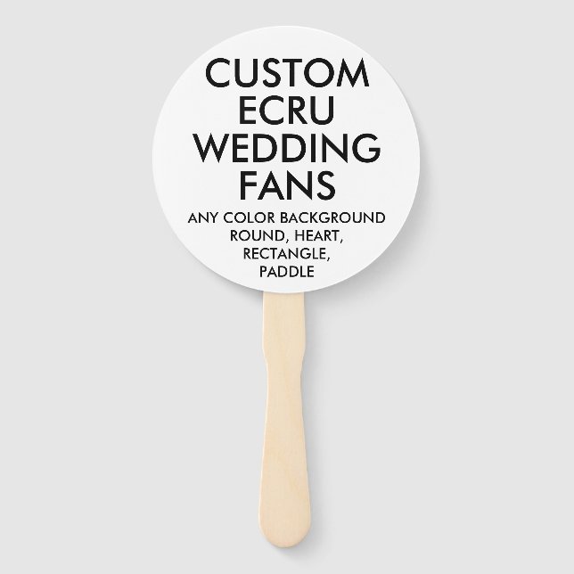 Éventail FANS MARIAGE ECRU ROND personnalisés (10) (Devant)