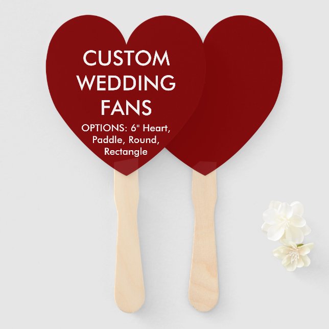 Éventail FANS MARIAGES CARDIAQUE ROUGE personnalisés (Devant et derrière)