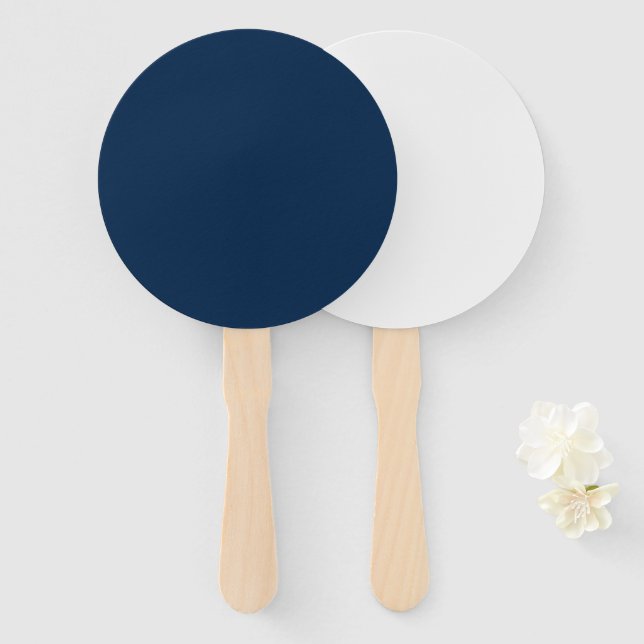 Éventail Fans personnalisés Oxford Blue + White Event (Devant et derrière)