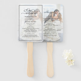 Éventail Faux Vellum Effect Overlay Photo Wedding Programme