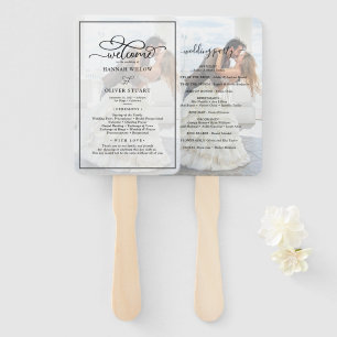 Éventail Faux Vellum Effect Overlay Photo Wedding Programme
