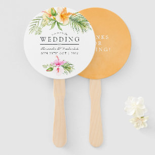 Éventail Faveur de mariage tropical floral aquarelle de pla