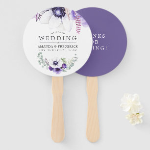 Éventail Favori de mariage Fleur aquarelle Violet Poussiére