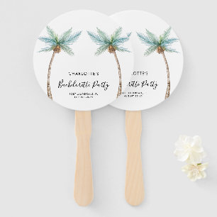 Éventail Fête de Bachelorette aux Palmiers Tropicaux Aquare