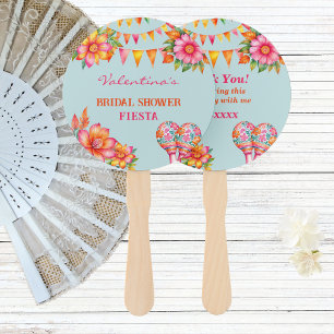 Éventail Fête de Mariage Mexicaine Bleue Florale Rose
