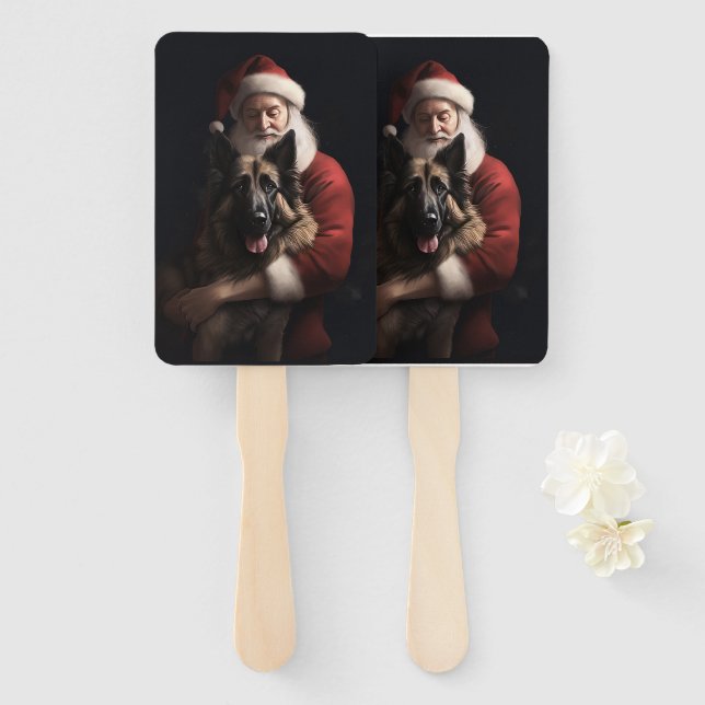 Éventail Fête de Noël du berger de Belgique (Devant et derrière)