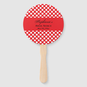 Éventail Fête des mariées de points Polka blanc et rouge mo