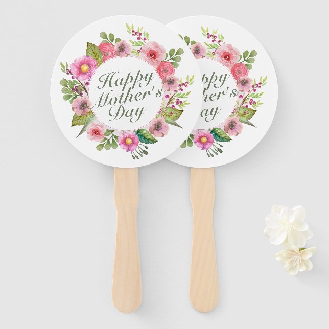 Éventail Fête des Mères Fête des Mères Flamme Fleur Fan Hap (Devant et derrière)