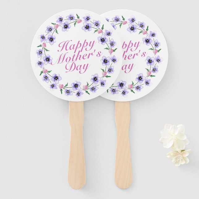 Éventail Fête des Mères Fête Florale Ventilateur à main (Devant et derrière)