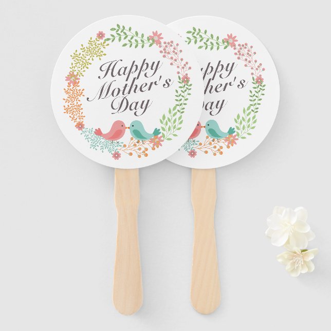 Éventail Fête des Mères Fête Florale Ventilateur à main (Devant et derrière)