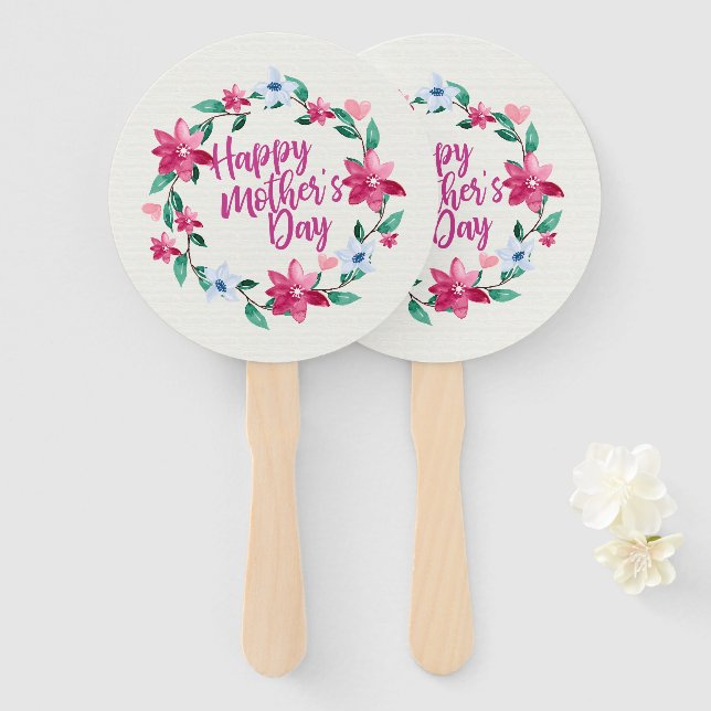 Éventail Fête des mères joyeuses et élégantes Fan de couron (Devant et derrière)