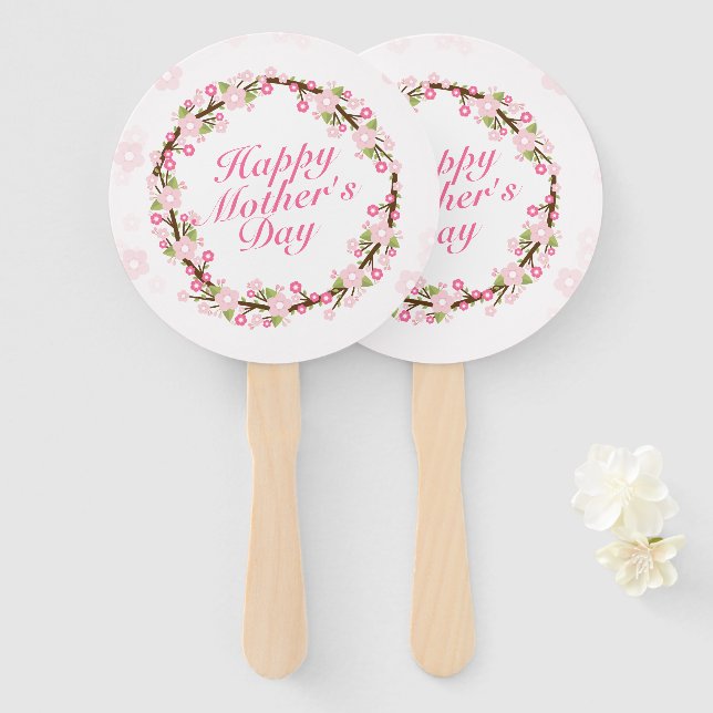 Éventail Fête des mères joyeuses et élégantes Fan de couron (Devant et derrière)