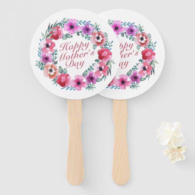 Éventail Fête des mères joyeuses et élégantes Fan de couron (Devant et derrière)