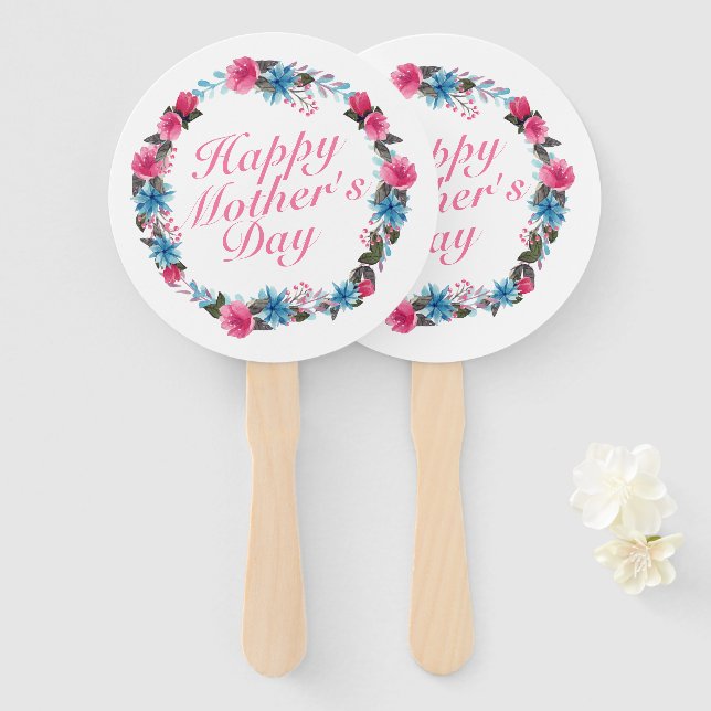 Éventail Fête des mères joyeuses et élégantes Fan de couron (Devant et derrière)