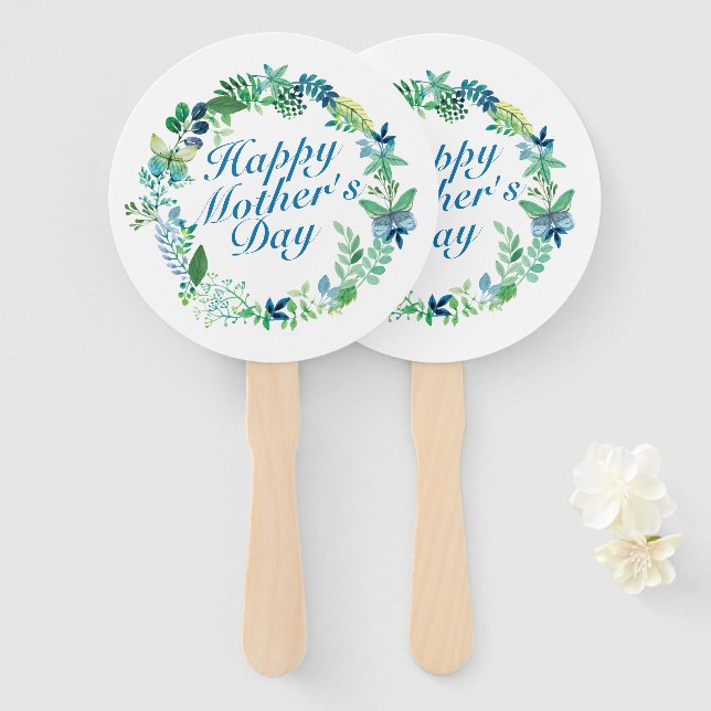 Éventail Fête des mères joyeuses et élégantes Fan de couron (Devant et derrière)