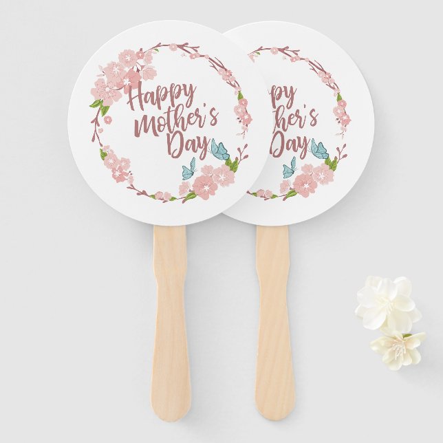 Éventail Fête des mères joyeuses et élégantes Fan de couron (Devant et derrière)