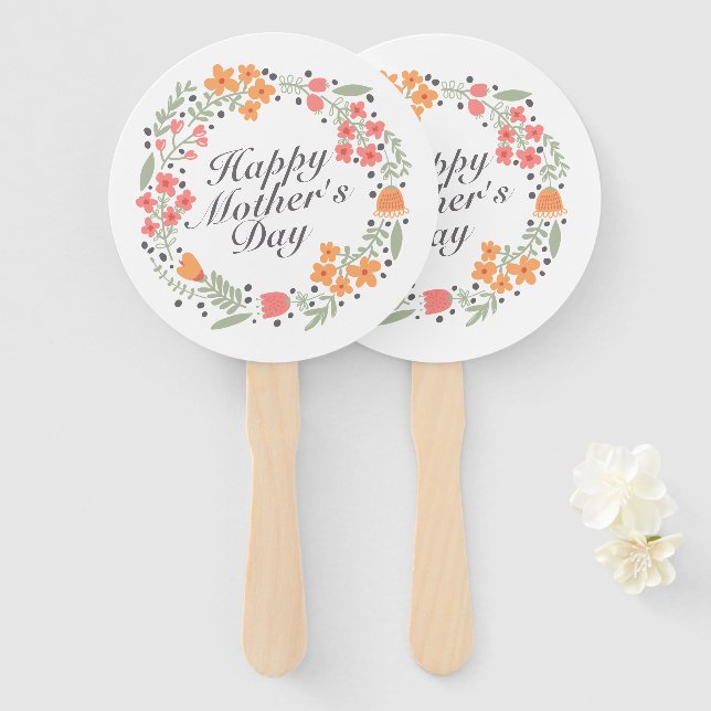 Éventail Fête des mères joyeuses et élégantes Fan de couron (Devant et derrière)