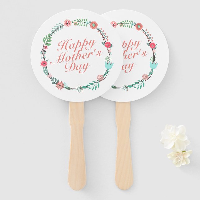 Éventail Fête des mères joyeuses et élégantes Fan de couron (Devant et derrière)