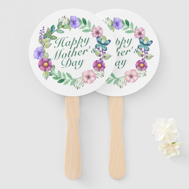 Éventail Fête des mères joyeuses et élégantes Fan de couron (Devant et derrière)