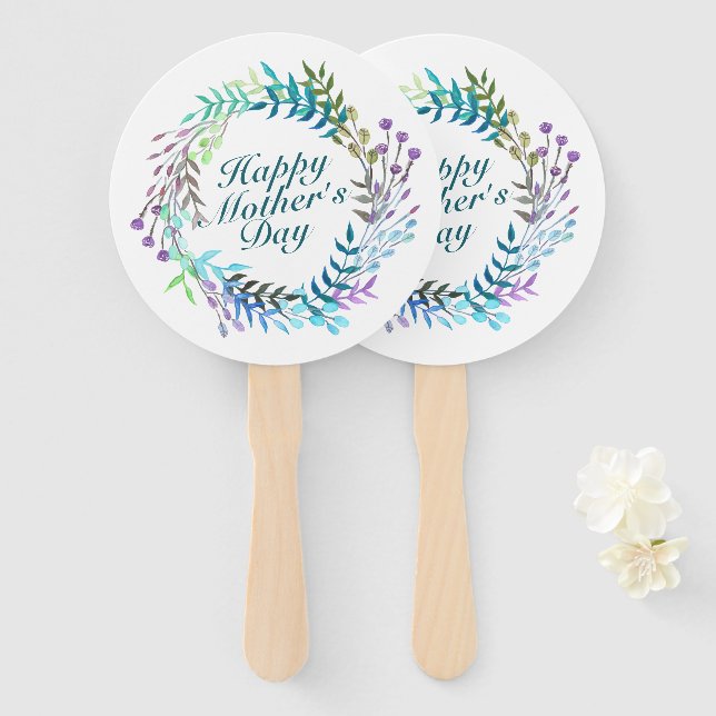Éventail Fête des mères joyeuses et élégantes Fan de couron (Devant et derrière)