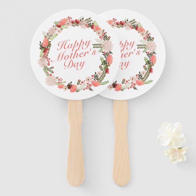 Éventail Fête des mères joyeuses et élégantes Fan de couron (Devant et derrière)