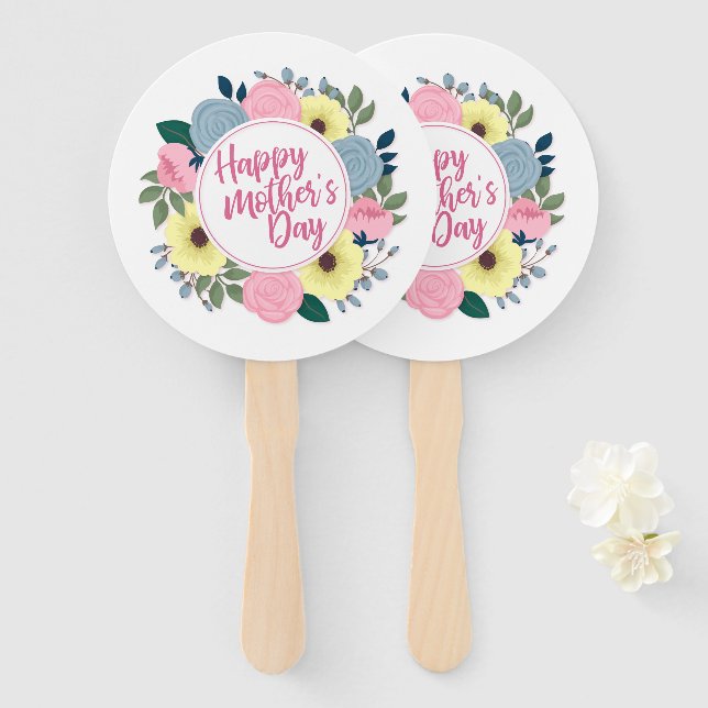 Éventail Fête des mères joyeuses et élégantes Fan de couron (Devant et derrière)