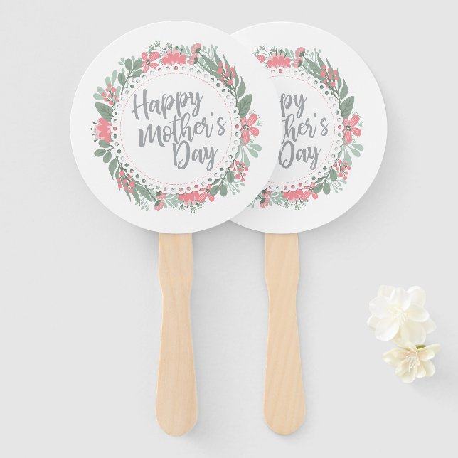 Éventail Fête des mères joyeuses et élégantes Fan de couron (Devant et derrière)