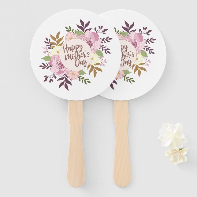 Éventail Fête des mères joyeuses et élégantes Fan de couron (Devant et derrière)