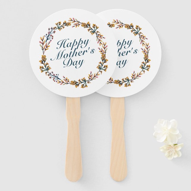 Éventail Fête des mères joyeuses et élégantes Fan de couron (Devant et derrière)