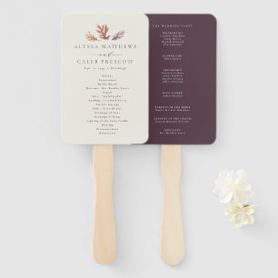 Éventail Feuilles d'automne programme de mariage de prune d