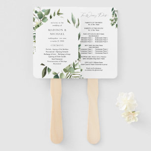 Éventail Feuilles & Eucalyptus Rustic Wedding Programme Ven