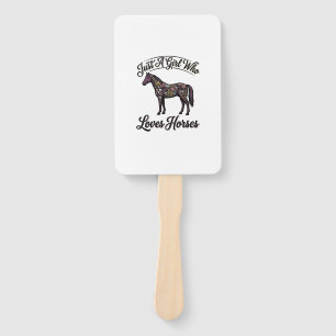 Éventail Fille qui aime les chevaux Design floral vintage d