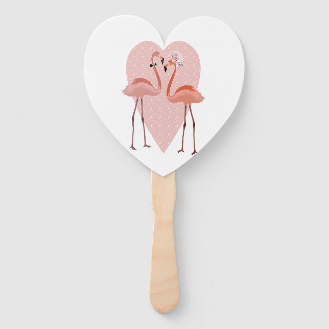 Éventail Flamant rose rose chic amour coeur (Devant)